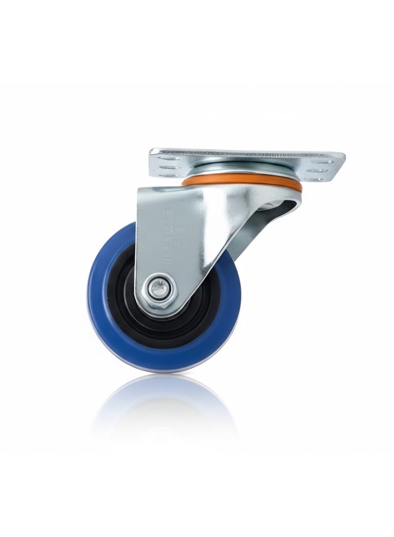 3” Impact-Resistant Blue Heavy Duty Thermoplastic Rubber TPR Swivel Caster Wheels(4 pcs Caster Wheel = 2 Swivel Caster With Brake + 2 Swivel Caster Without Brake) - Image 3